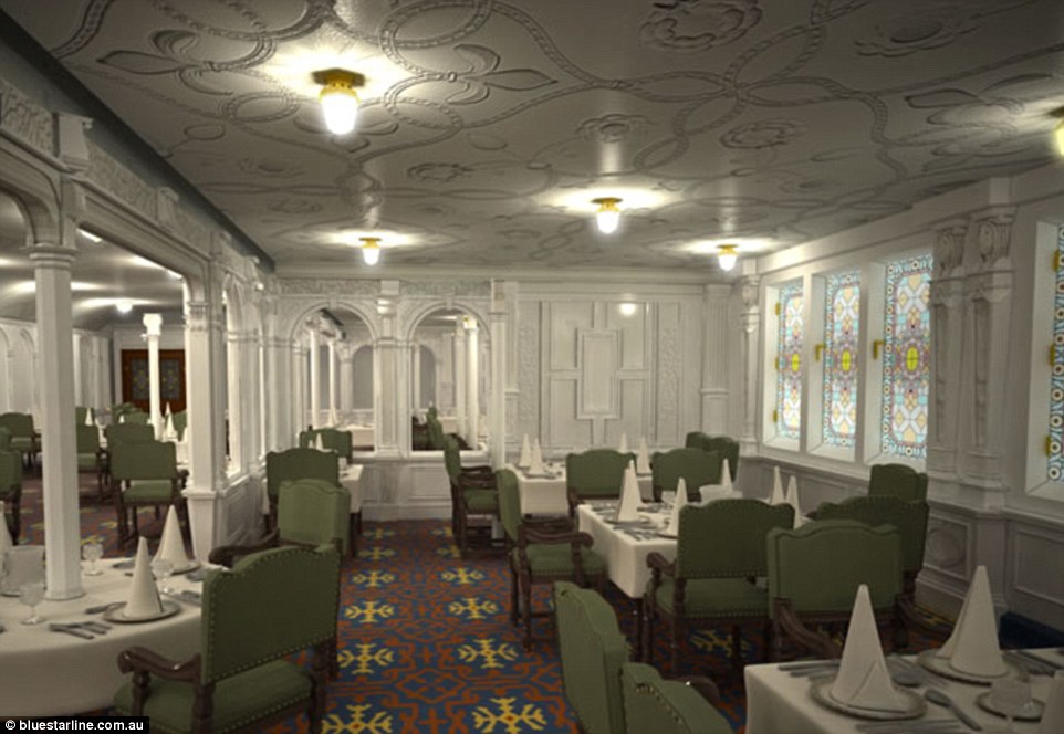 Plans for the first class dining saloon on board Titanic II call for it to be designed in the same Jacobean style as the original