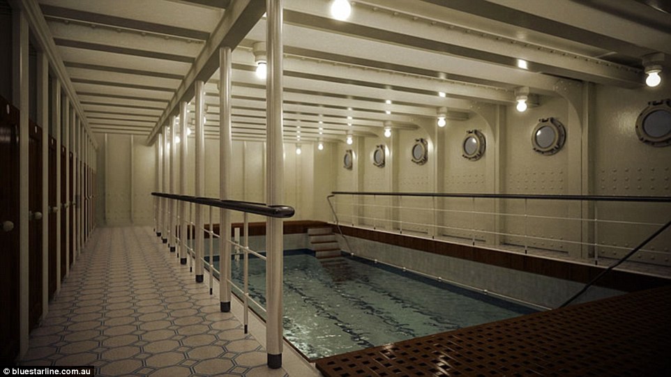 While many of today's hulking cruise ships boast multiple swimming pools and slides, Titanic II would offer just one indoor pool 